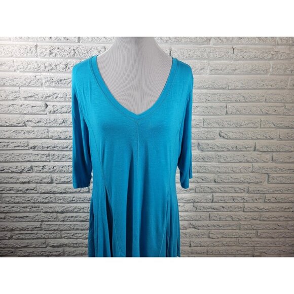 Soft Surroundings Womens Top Extra Large XL Tunic Blue Asymmetric Casual BLU109E - Picture 3 of 8